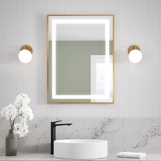 Effect Led-Illuminated Bathroom Mirror - 30”X38” - Brushed Gold