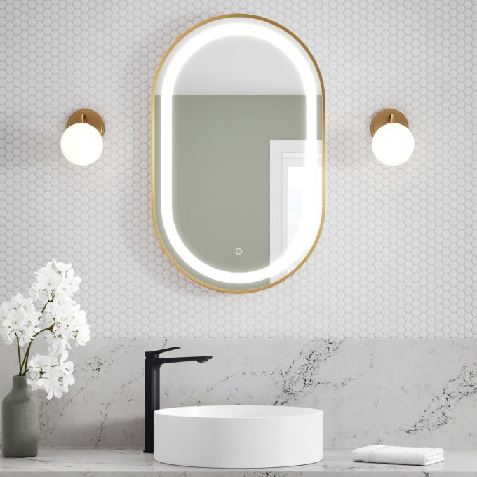 Effect Led-Illuminated Bathroom Mirror - 20”X32” - Brushed Gold